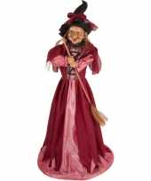 Halloween heks decoratie pop fuchsia roze 70 cm halloween versiering trend