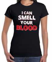 Halloween i can smell your blood verkleed t-shirt zwart dames trend