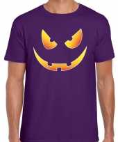 Halloween scary face verkleed t-shirt paars voor heren trend