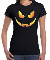 Halloween scary face verkleed t-shirt zwart voor dames trend