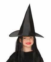 Halloween zwarte heksenhoed met haar voor meisjes trend