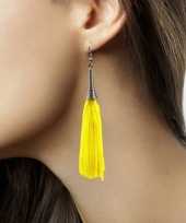 Hang oorbellen neon geel trend