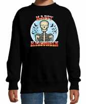 Happy halloween skelet verkleed sweater zwart voor kinderen trend