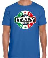 Have fear italy is here t-shirt voor italie supporters blauw voor heren trend