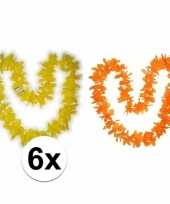 Hawaii bloemenkransen pakket oranje geel 6 stuks trend