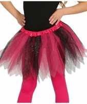 Heksen verkleed petticoat tutu roze zwart glitters voor meisjes trend