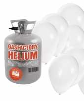 Helium tank met 30 witte ballonnen trend
