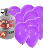 Helium tank met 50 paarse ballonnen trend
