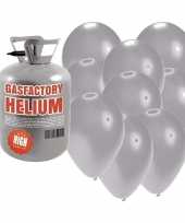 Helium tank met 50 zilveren ballonnen trend