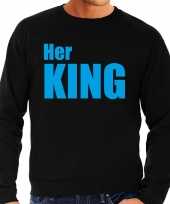 Her king sweater trui zwart met blauwe letters voor heren trend