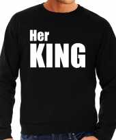 Her king sweater trui zwart met witte letters voor heren trend
