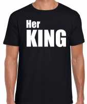 Her king t-shirt zwart met witte letters voor heren trend