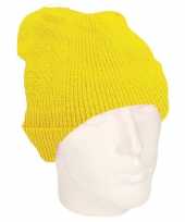Heren winter muts geel trend