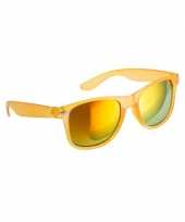 Hippe zonnebril geel met spiegelglazen trend