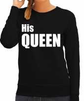 His queen sweater trui zwart met witte letters voor dames trend