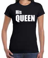His queen t-shirt zwart met witte letters voor dames trend