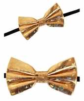 Holografisch gouden vlinderstrikje 13 cm voor dames heren trend