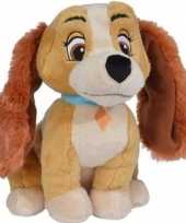 Honden speelgoed artikelen disney lady hond knuffelbeest bruin 18 cm trend