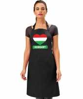 Hongarije hart vlag barbecueschort keukenschort zwart trend