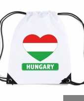 Hongarije hart vlag nylon rugzak wit trend