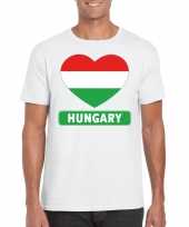 Hongarije hart vlag t-shirt wit heren trend