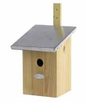 Houten vogelhuisje nesthuisje 33 cm met zinken dak trend