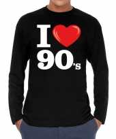 I love 90s nineties long sleeve t-shirt zwart heren trend