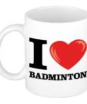 I love badminton cadeau mok beker 300 ml trend