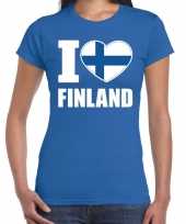 I love finland t-shirt blauw voor dames trend