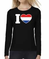 I love holland long sleeve t-shirt zwart voor dames trend