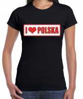 I love polska polen landen t-shirt zwart dames trend