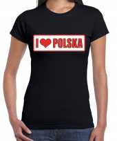 I love polska polen landen t-shirt zwart dames trend