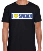 I love sweden zweden landen t-shirt zwart heren trend