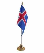 Ijsland tafelvlaggetje 10 x 15 cm met standaard trend