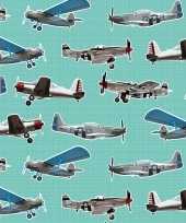 Inpakpapier cadeaupapier vliegtuigen 200 x 70 cm mintgroen trend