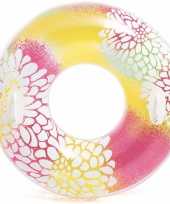 Intex zwemband geel roze met bloemen 97 cm trend