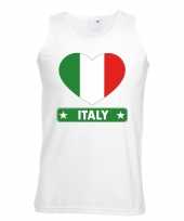 Italie hart vlag singlet-shirt tanktop wit heren trend