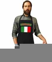Italie vlag barbecueschort keukenschort zwart volwassenen trend