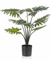 Kantoor kunstplant groene philodendron 60 cm in zwarte pot trend