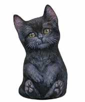 Katten poezen deurstopper zwarte kat 23 cm trend