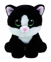 Katten speelgoed artikelen kat poes knuffelbeest zwart 24 cm trend