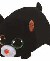 Katten speelgoed artikelen ty beanie kat knuffelbeest stackable zwart 10 cm trend