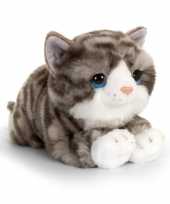 Keel toys pluche grijs witte kat poes knuffel 32 cm trend