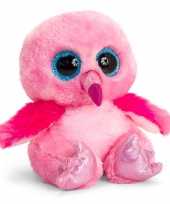 Keel toys roze pluche flamingo knuffel 15 cm met kraalogen trend