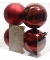 Kerstboom decoratie kerstballen 10 cm mix donker rood 8 stuks trend