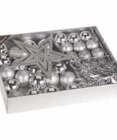 Kerstboom decoratie set 33 delig classic silver trend