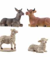 Kerststal dierenbeeldjes 4 stuks 9 cm trend