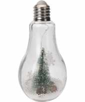 Kerstversiering kerstboompje in gloeilamp met verlichting 22 cm trend