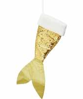 Kerstversiering kerstsok zeemeerminnen staart goud wit 45 cm trend