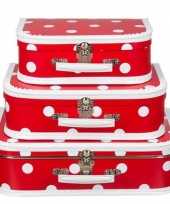 Kinderkoffertje kraamcadeau rood polkadot 25 cm trend